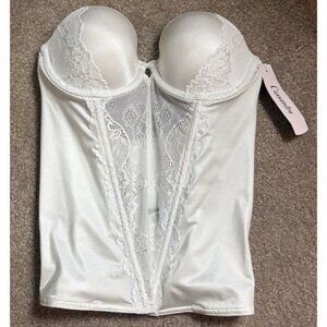 Cassandra White Lace Longline Wired Bra 34B Wedding or Formal Undergarment